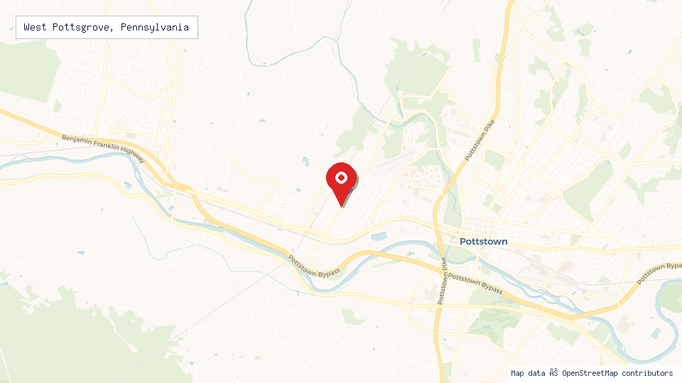 Street map of West Pottsgrove, Pennsylvania with location pin