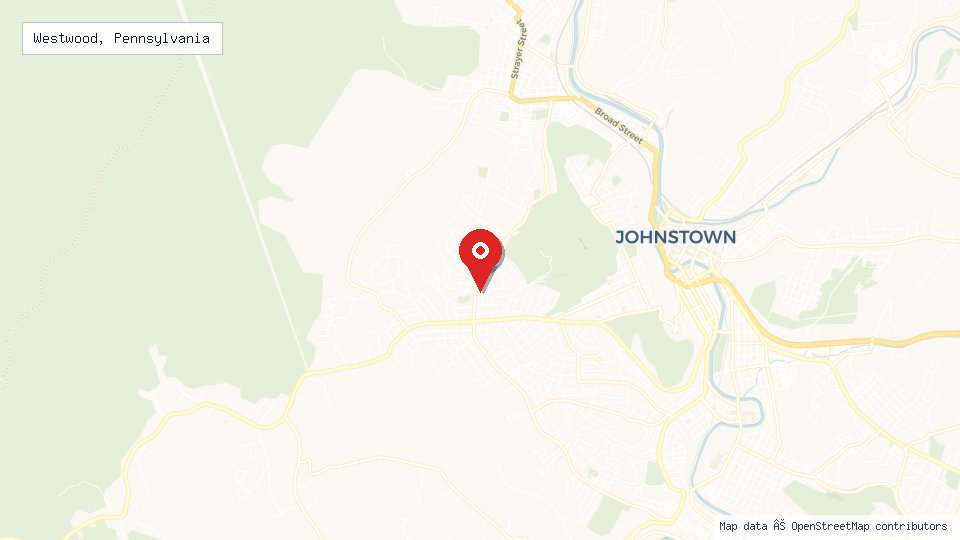 Street map of Westwood, Pennsylvania with location pin