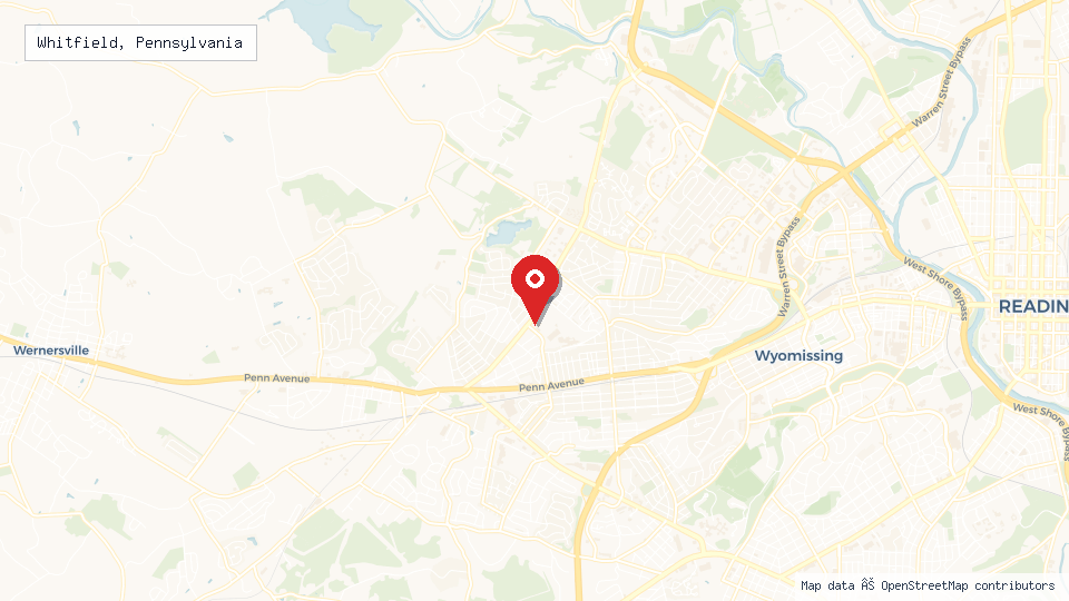 Street map of Whitfield, Pennsylvania with location pin