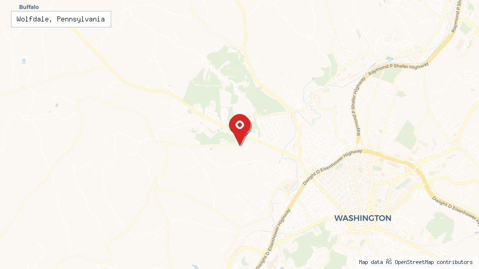 Street map of Wolfdale, Pennsylvania with location pin