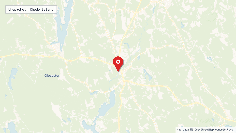 Street map of Chepachet, Rhode Island with location pin