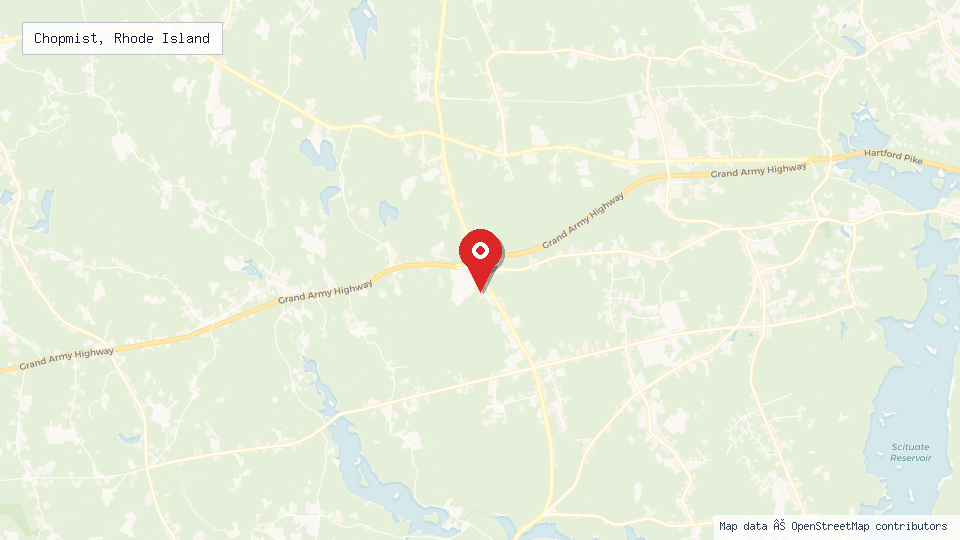 Street map of Chopmist, Rhode Island with location pin