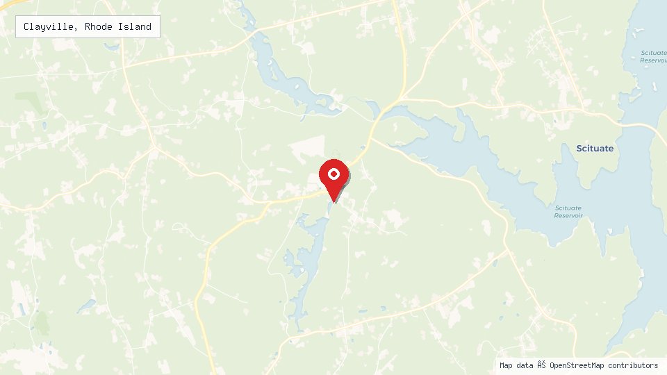 Street map of Clayville, Rhode Island with location pin