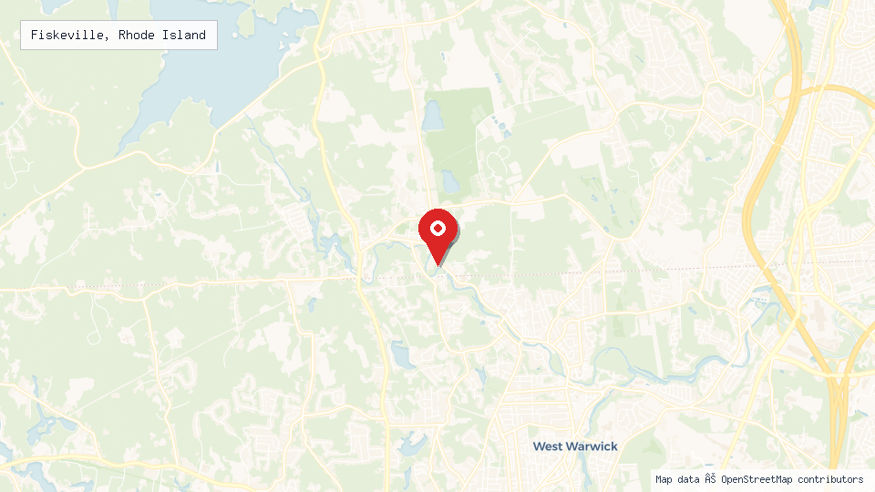 Street map of Fiskeville, Rhode Island with location pin