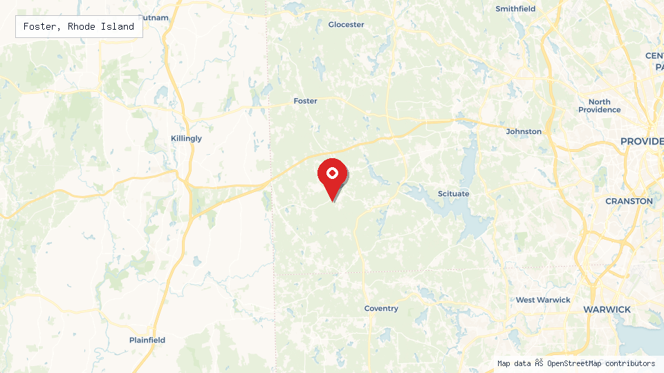 Street map of Foster, Rhode Island with location pin