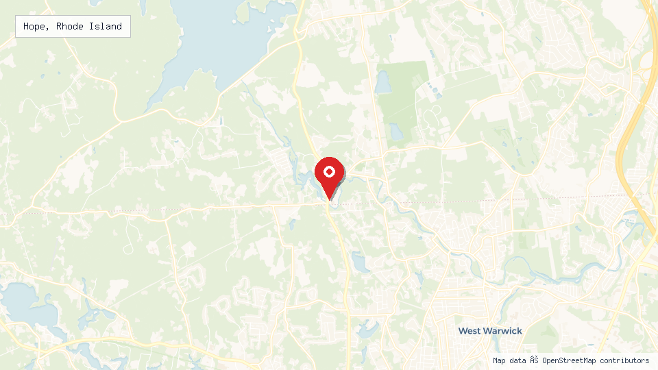 Street map of Hope, Rhode Island with location pin