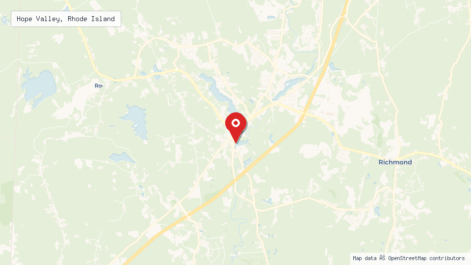 Street map of Hope Valley, Rhode Island with location pin