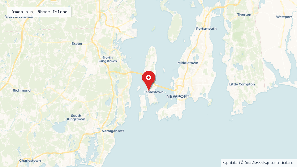 Street map of Jamestown, Rhode Island with location pin