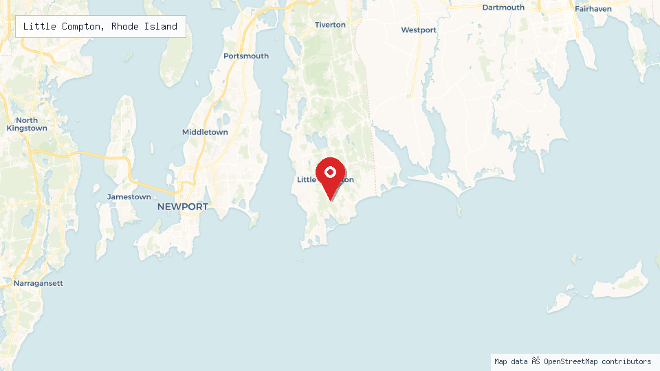 Street map of Little Compton, Rhode Island with location pin