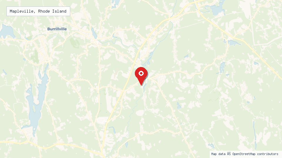 Street map of Mapleville, Rhode Island with location pin