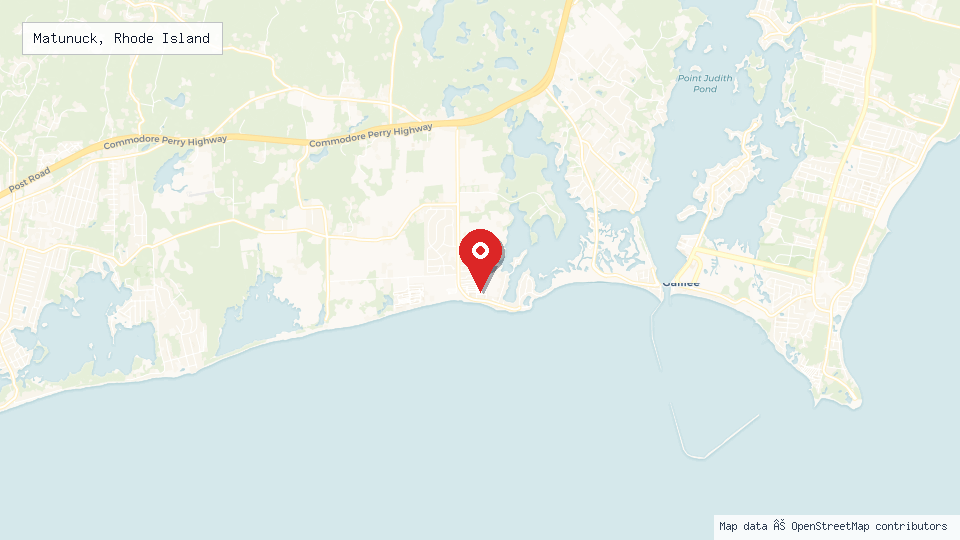 Street map of Matunuck, Rhode Island with location pin