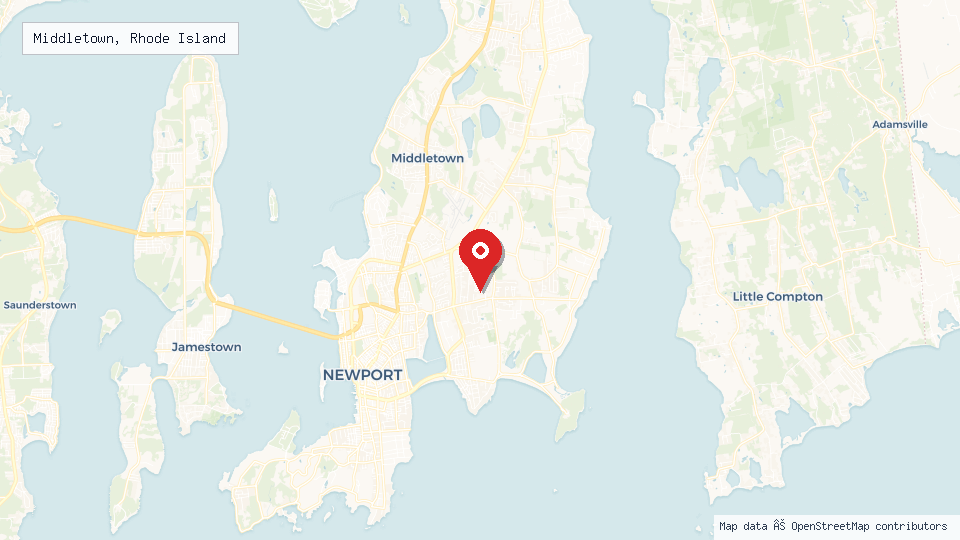 Street map of Middletown, Rhode Island with location pin