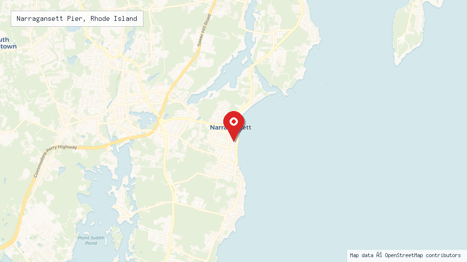 Street map of Narragansett Pier, Rhode Island with location pin