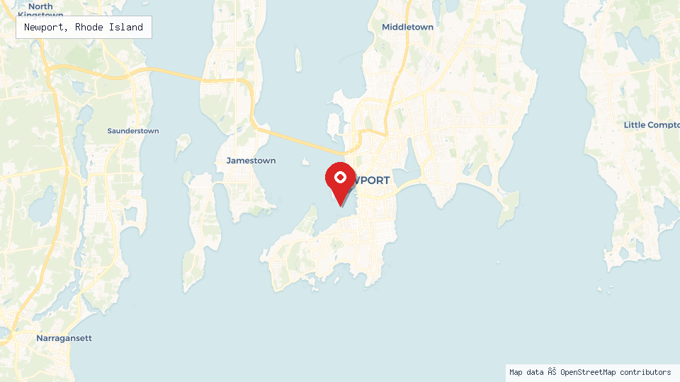 Street map of Newport, Rhode Island with location pin