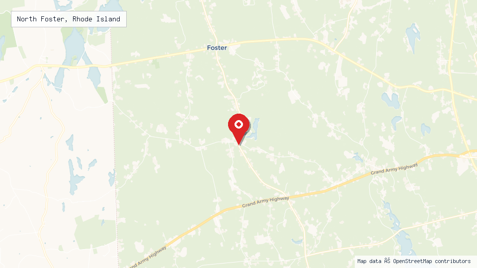 Street map of North Foster, Rhode Island with location pin