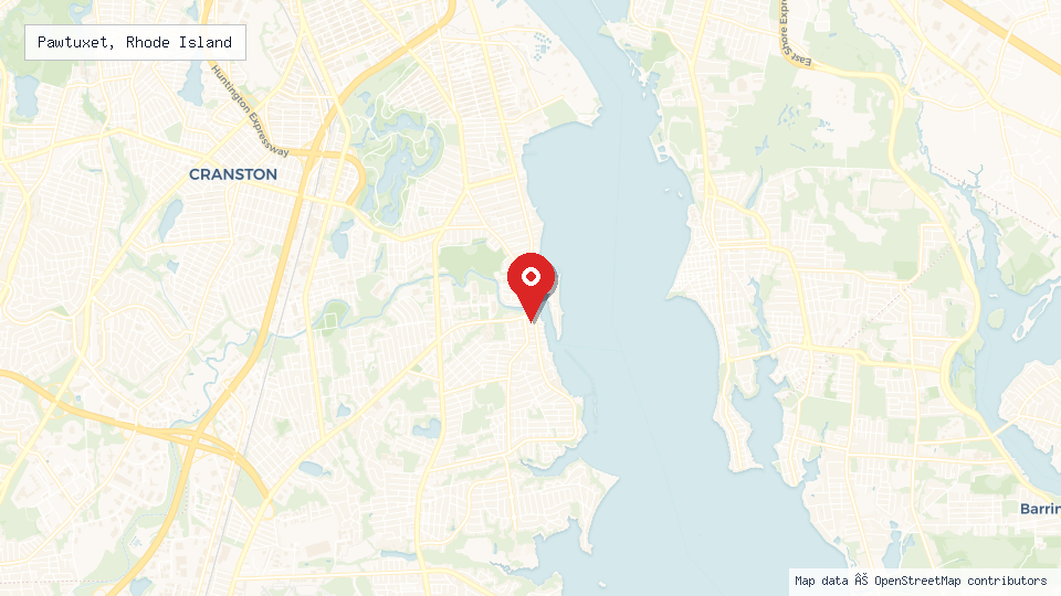 Street map of Pawtuxet, Rhode Island with location pin