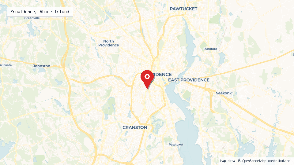 Street map of Providence, Rhode Island with location pin