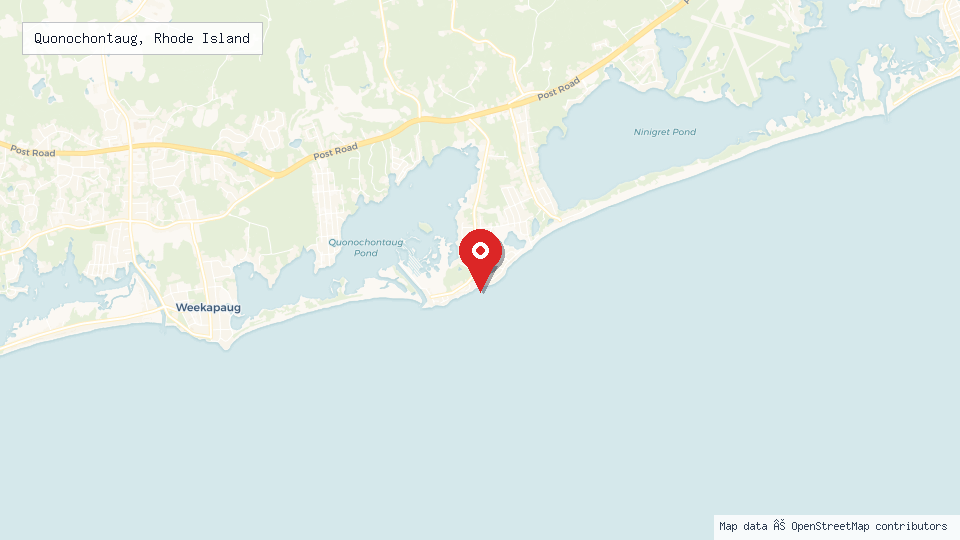 Street map of Quonochontaug, Rhode Island with location pin