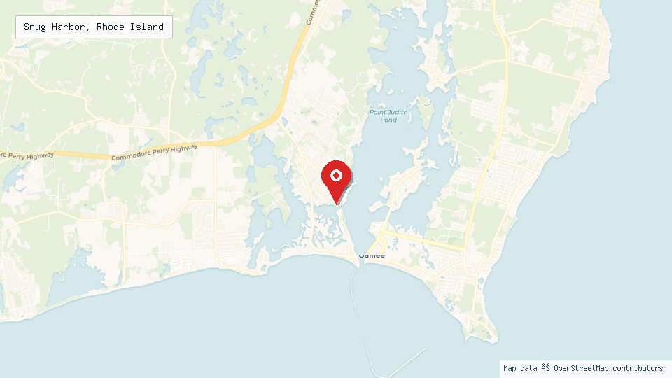 Street map of Snug Harbor, Rhode Island with location pin