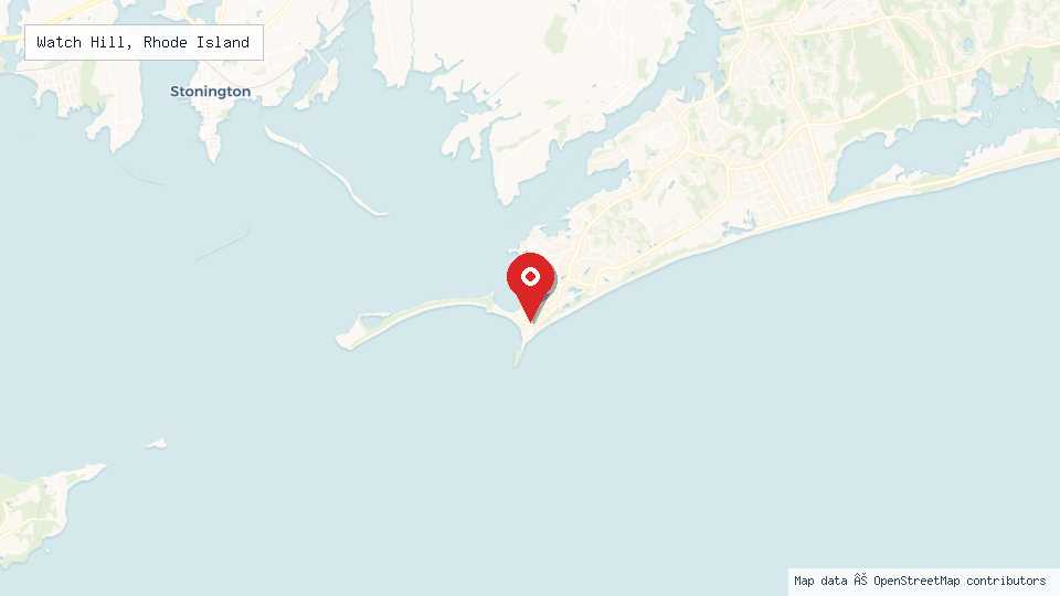 Street map of Watch Hill, Rhode Island with location pin