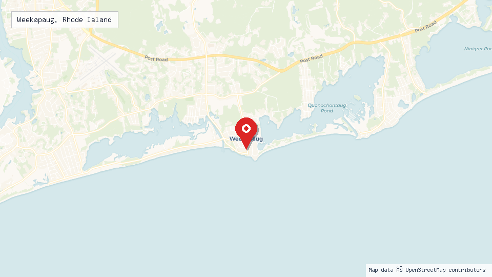 Street map of Weekapaug, Rhode Island with location pin