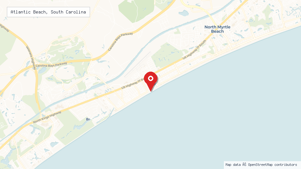 Street map of Atlantic Beach, South Carolina with location pin