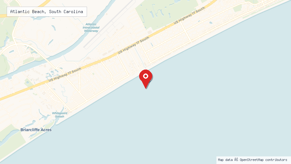 Street map of Atlantic Beach, South Carolina with location pin