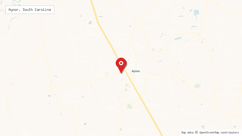 Street map of Aynor, South Carolina with location pin