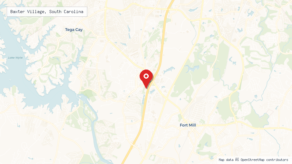 Street map of Baxter Village, South Carolina with location pin