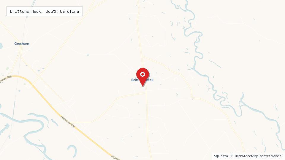 Street map of Brittons Neck, South Carolina with location pin