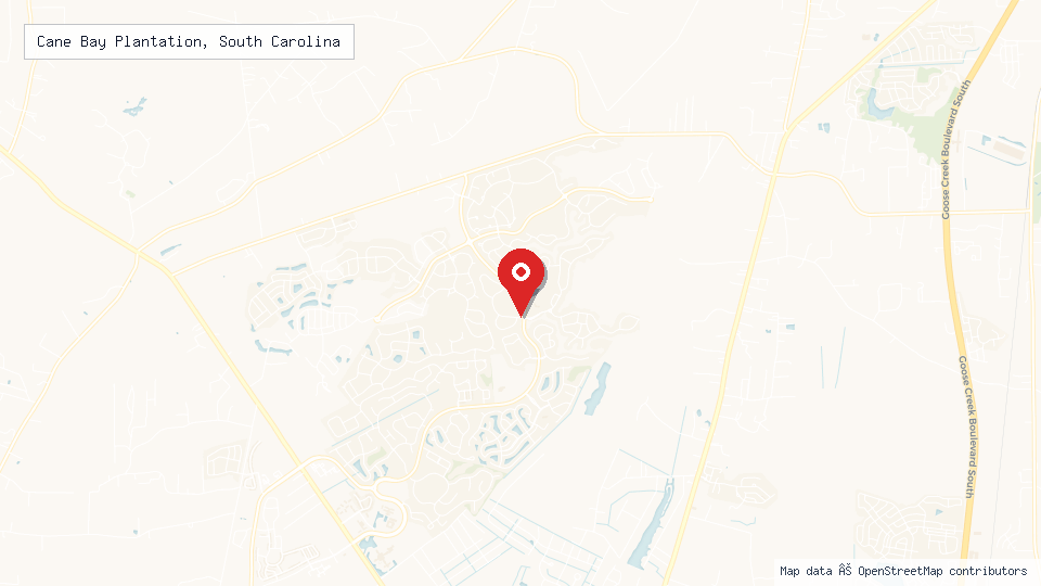 Street map of Cane Bay Plantation, South Carolina with location pin