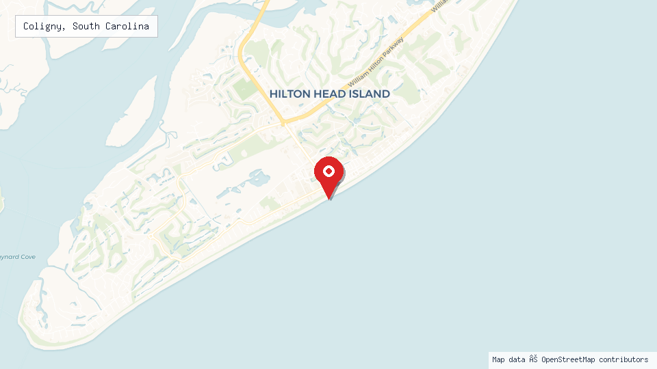 Street map of Coligny, South Carolina with location pin