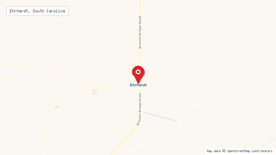 Street map of Ehrhardt, South Carolina with location pin