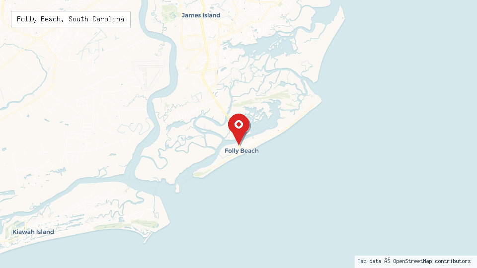 Street map of Folly Beach, South Carolina with location pin