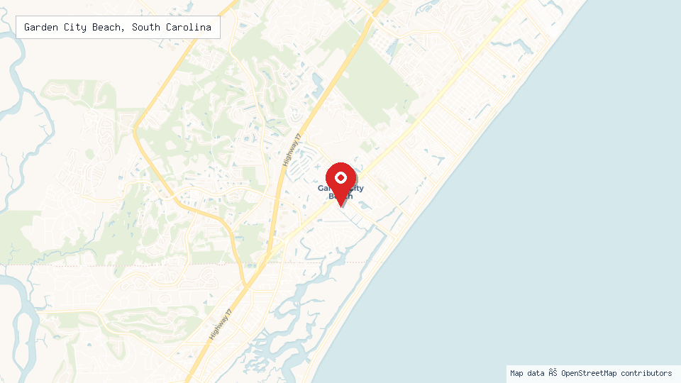Street map of Garden City Beach, South Carolina with location pin