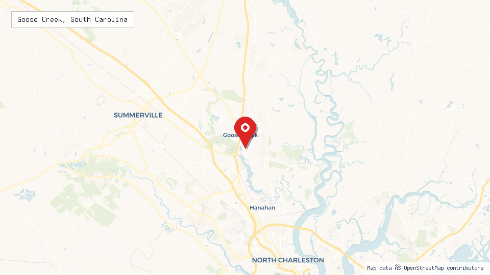 Street map of Goose Creek, South Carolina with location pin