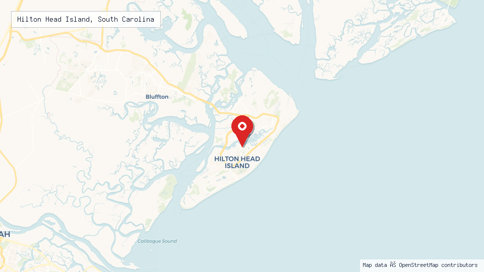 Street map of Hilton Head Island, South Carolina with location pin