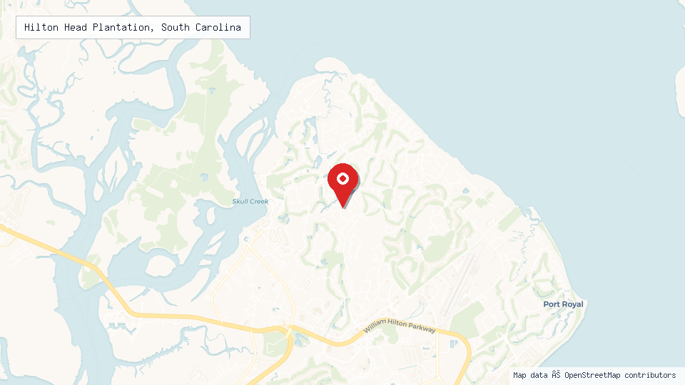 Street map of Hilton Head Plantation, South Carolina with location pin