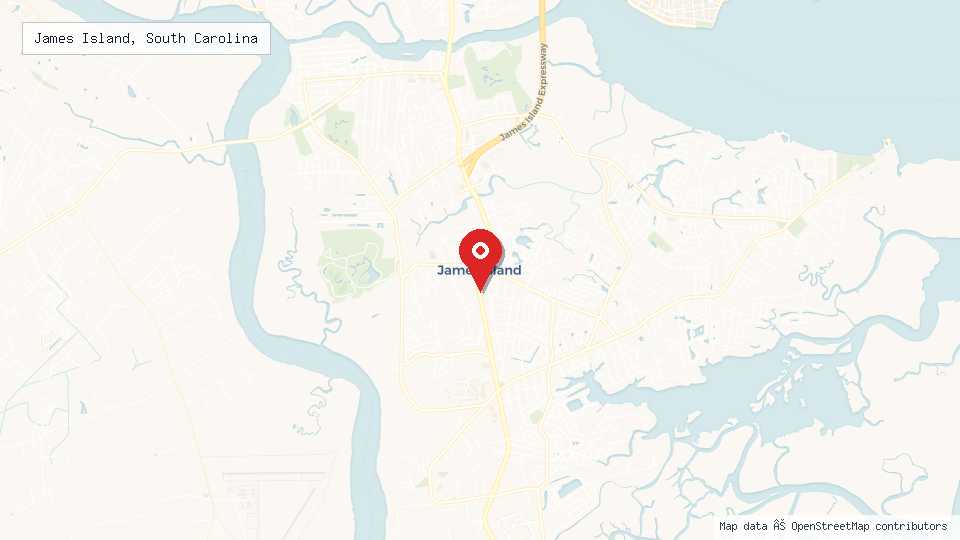 Street map of James Island, South Carolina with location pin