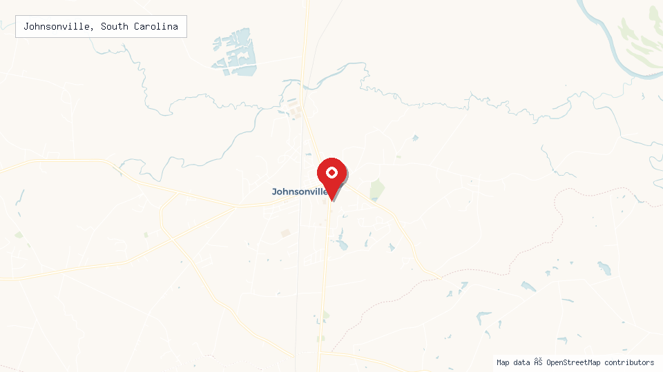 Street map of Johnsonville, South Carolina with location pin
