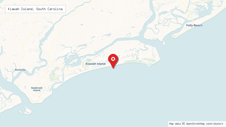 Street map of Kiawah Island, South Carolina with location pin