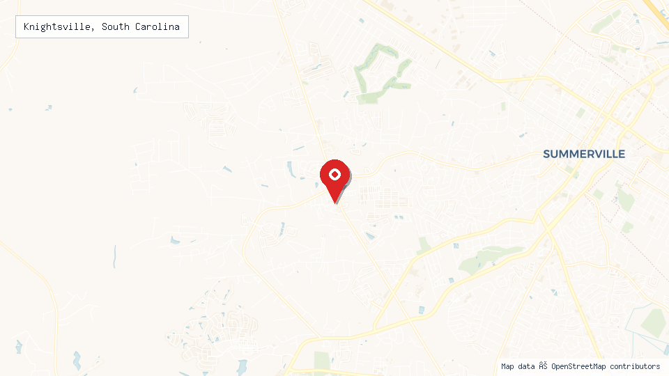 Street map of Knightsville, South Carolina with location pin