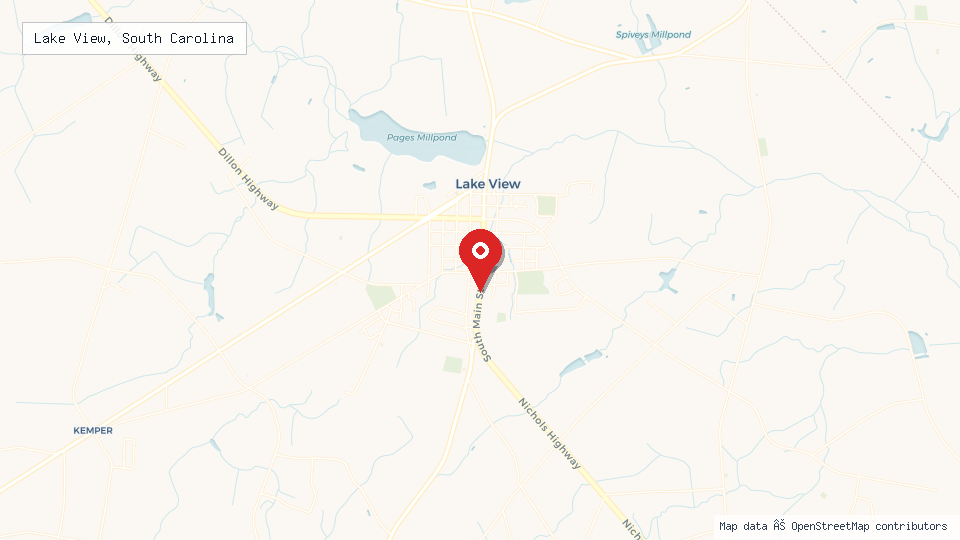 Street map of Lake View, South Carolina with location pin