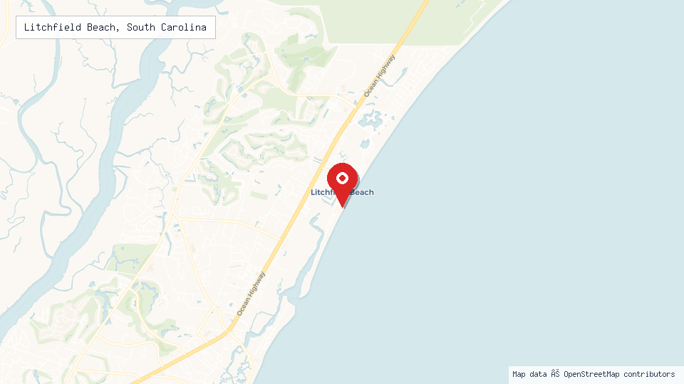 Street map of Litchfield Beach, South Carolina with location pin