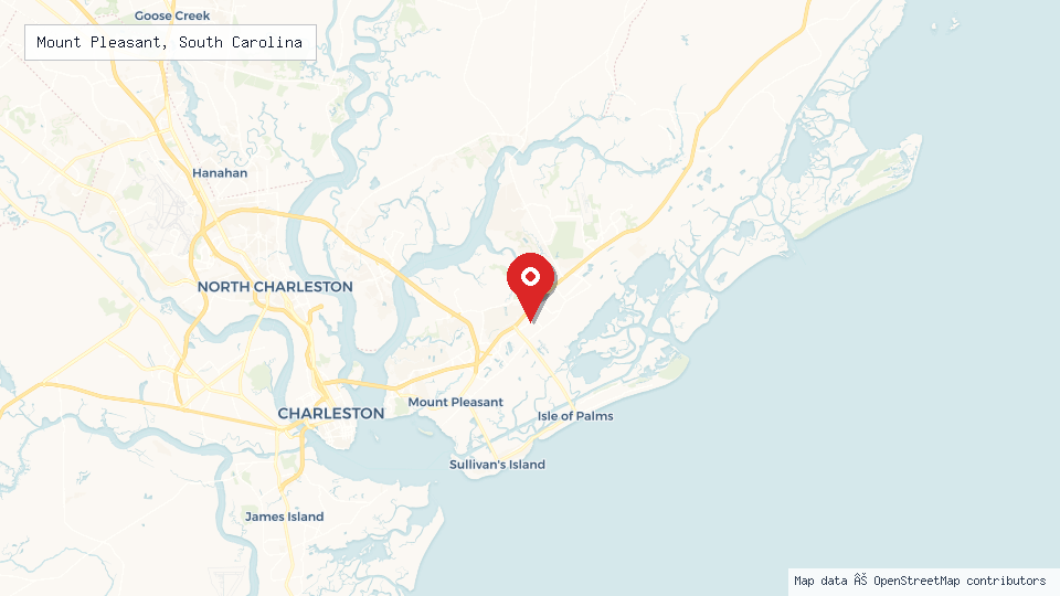 Street map of Mount Pleasant, South Carolina with location pin