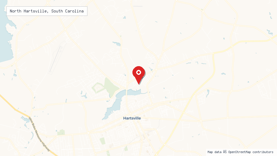 Street map of North Hartsville, South Carolina with location pin