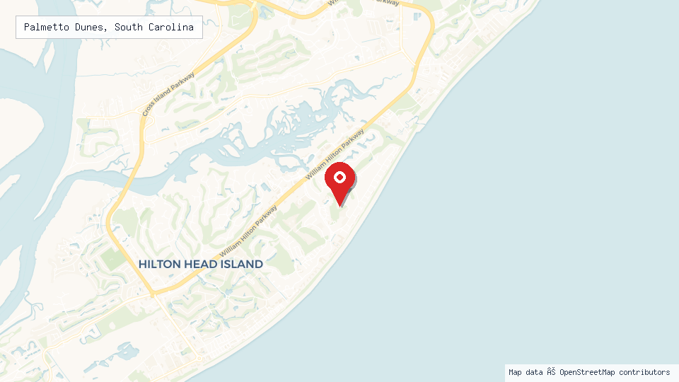 Street map of Palmetto Dunes, South Carolina with location pin