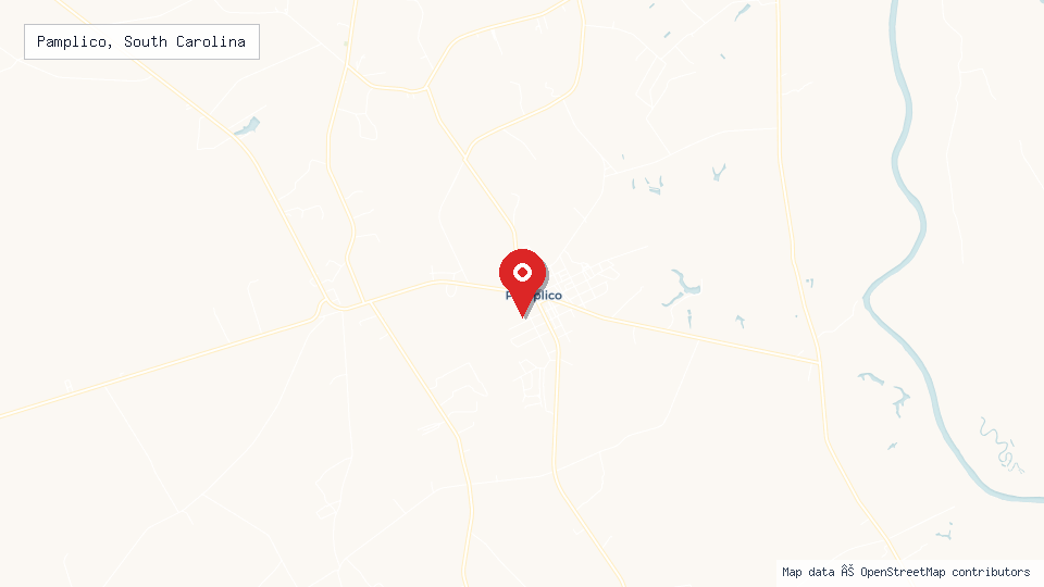 Street map of Pamplico, South Carolina with location pin