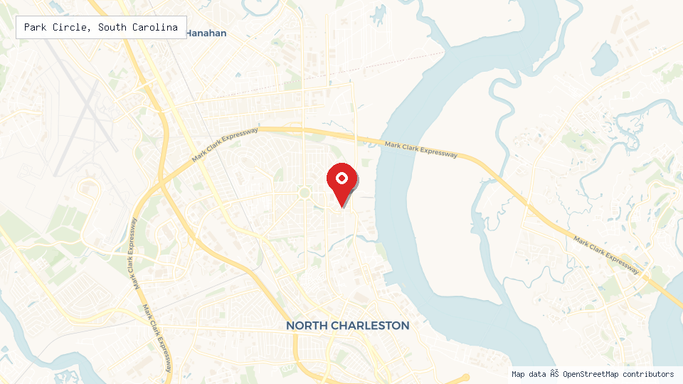 Street map of Park Circle, South Carolina with location pin