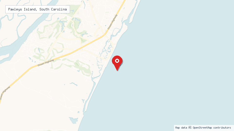 Street map of Pawleys Island, South Carolina with location pin
